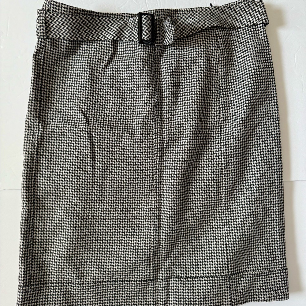 Talbots Black White Knee-Length Houndstooth Skirt Work Office Career Women Sz 6